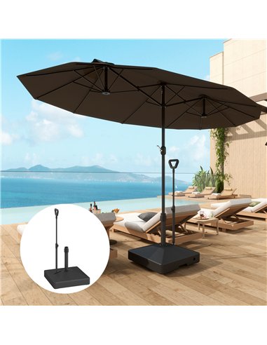 Outsunny Garden Parasol Base with Adjustable Wheels and Handle, Garden Sun Umbrella Base Parasol Stand, Filled Up to 55kg with S