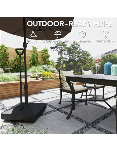 Outsunny Garden Parasol Base with Adjustable Wheels and Handle, Garden Sun Umbrella Base Parasol Stand, Filled Up to 55kg with S