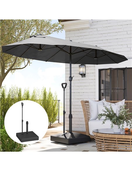 Outsunny Garden Parasol Base with Adjustable Wheels and Handle, Garden Sun Umbrella Base Parasol Stand, Filled Up to 55kg with S - pic 188597 | FastDaddyshop