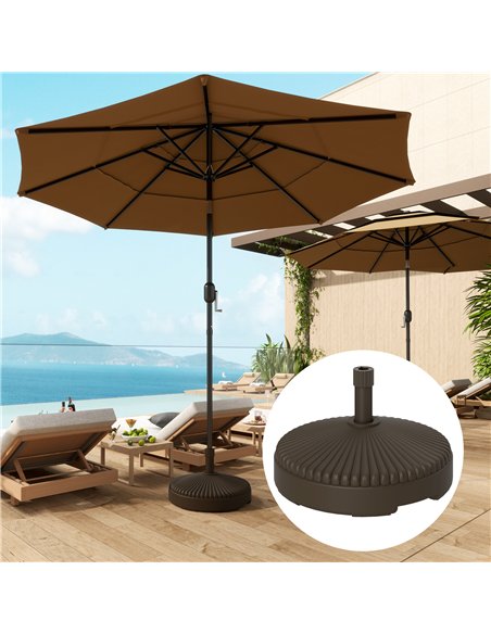 Outsunny Garden Parasol Base Holder, 28kg Sand Filled, 23kg Water Filled, Sun Umbrella Base Outdoor Umbrella Stand Weight, Brown - pic 188600 | FastDaddyshop
