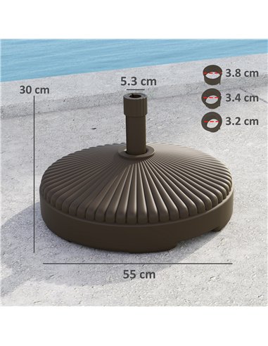 Outsunny Garden Parasol Base Holder, 28kg Sand Filled, 23kg Water Filled, Sun Umbrella Base Outdoor Umbrella Stand Weight, Brown