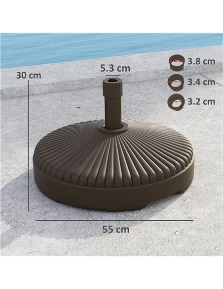 Outsunny Garden Parasol Base Holder, 28kg Sand Filled, 23kg Water Filled, Sun Umbrella Base Outdoor Umbrella Stand Weight, Brown - pic 188601 | FastDaddyshop