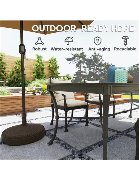 Outsunny Garden Parasol Base Holder, 28kg Sand Filled, 23kg Water Filled, Sun Umbrella Base Outdoor Umbrella Stand Weight, Brown - pic 188604 | FastDaddyshop