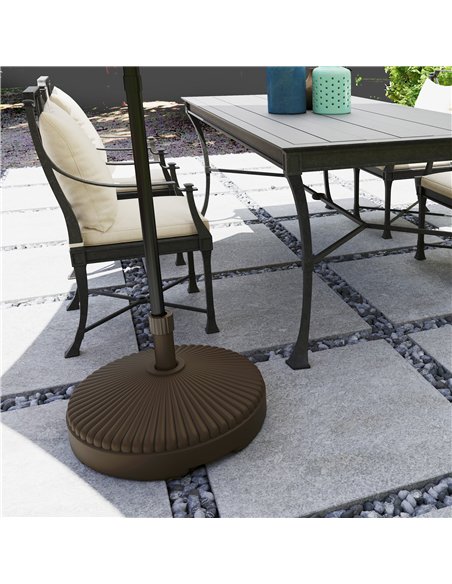 Outsunny Garden Parasol Base Holder, 28kg Sand Filled, 23kg Water Filled, Sun Umbrella Base Outdoor Umbrella Stand Weight, Brown - pic 188606 | FastDaddyshop
