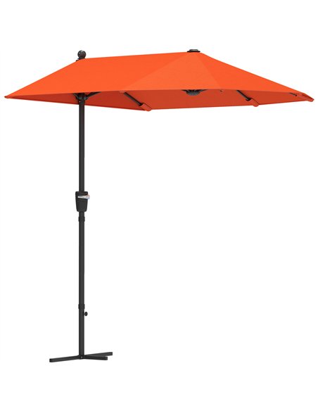 Outsunny 2m Half Parasol Umbrella - Orange - pic 188608 | FastDaddyshop