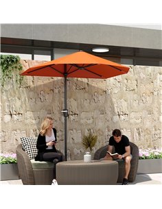 Outsunny 2m Half Parasol Umbrella - Orange 2