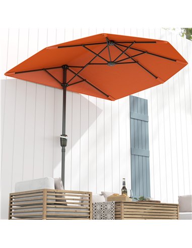 Outsunny 2m Half Parasol Umbrella - Orange