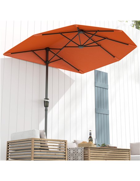 Outsunny 2m Half Parasol Umbrella - Orange - pic 188615 | FastDaddyshop