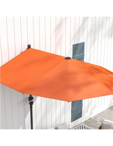 Outsunny 2m Half Parasol Umbrella - Orange