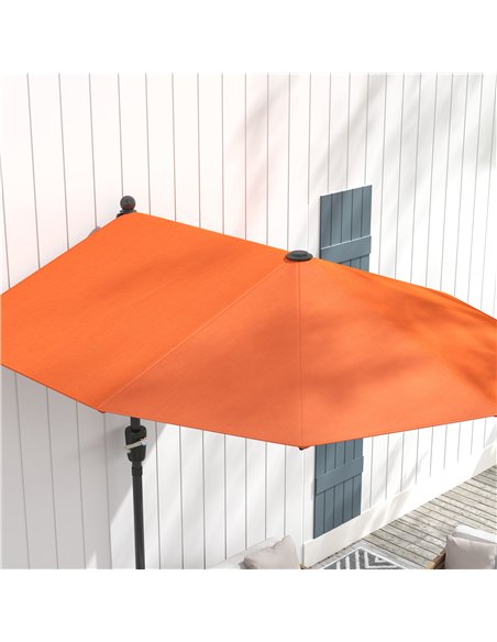 Outsunny 2m Half Parasol Umbrella - Orange - pic 188616 | FastDaddyshop