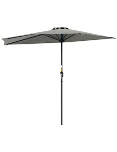 Outsunny Half Round Parasol Umbrella - Light Grey
