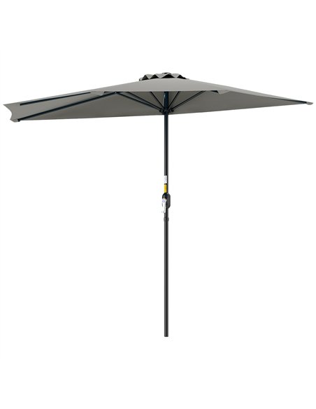Outsunny Half Round Parasol Umbrella - Light Grey - pic 188626 | FastDaddyshop