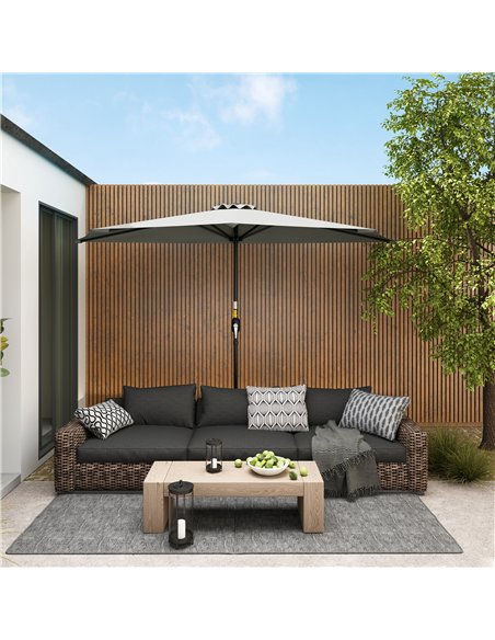 Outsunny Half Round Parasol Umbrella - Light Grey - pic 188627 | FastDaddyshop