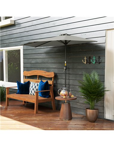 Outsunny Half Round Parasol Umbrella - Light Grey