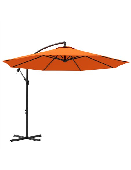 Outsunny 3m Garden Banana Parasol with Cross Base for Garden Family Use, Orange - pic 188635 | FastDaddyshop