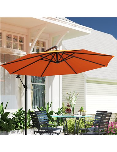 Outsunny 3m Garden Banana Parasol with Cross Base for Garden Family Use, Orange