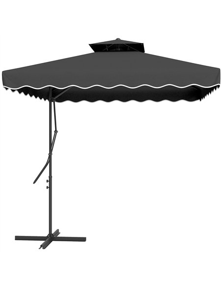Outsunny 2.5m Cantilever Parasol with Easy Lever, Square Double Top Garden Parasol Umbrella with Ruffles and Cross Base, Overhan - pic 188644 | FastDaddyshop