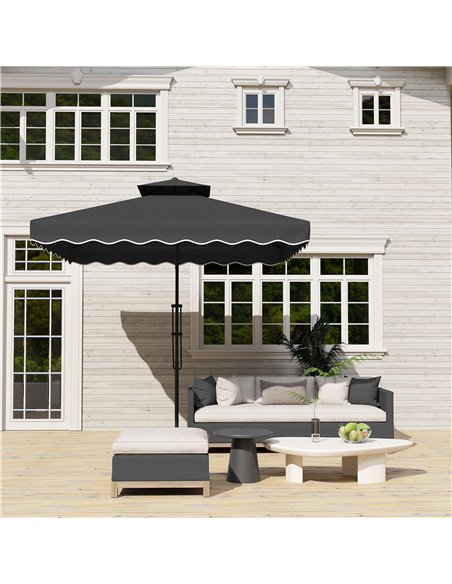 Outsunny 2.5m Cantilever Parasol with Easy Lever, Square Double Top Garden Parasol Umbrella with Ruffles and Cross Base, Overhan - pic 188650 | FastDaddyshop