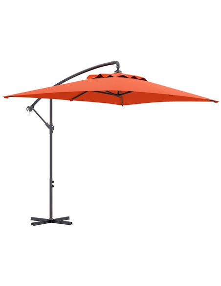 Outsunny 3(m) Cantilever Overhanging Parasol, with Cross Base - Orange - pic 188653 | FastDaddyshop