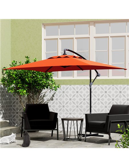 Outsunny 3(m) Cantilever Overhanging Parasol, with Cross Base - Orange - pic 188659 | FastDaddyshop
