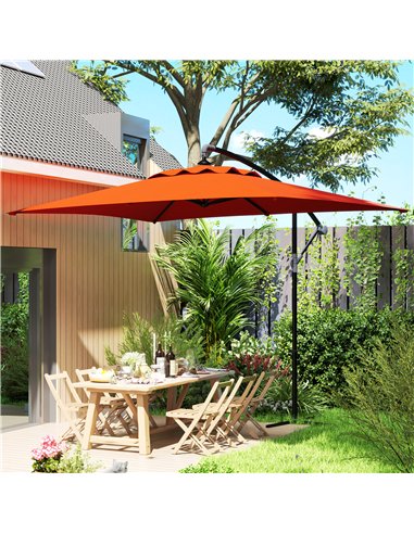 Outsunny 3(m) Cantilever Overhanging Parasol, with Cross Base - Orange