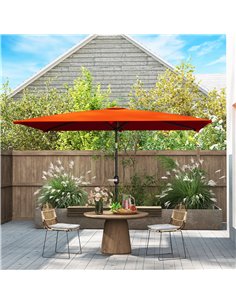 Outsunny 3x2m Patio Parasol Garden Umbrellas Canopy with Aluminium Tilt Crank Rectangular Sun Shade Steel, Orange 2