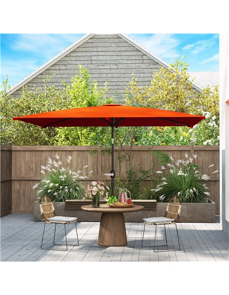 Outsunny 3x2m Patio Parasol Garden Umbrellas Canopy with Aluminium Tilt Crank Rectangular Sun Shade Steel, Orange - pic 188663 | FastDaddyshop