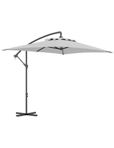 Outsunny 3(m) Cantilever Overhanging Parasol, with Cross Base - Light Grey