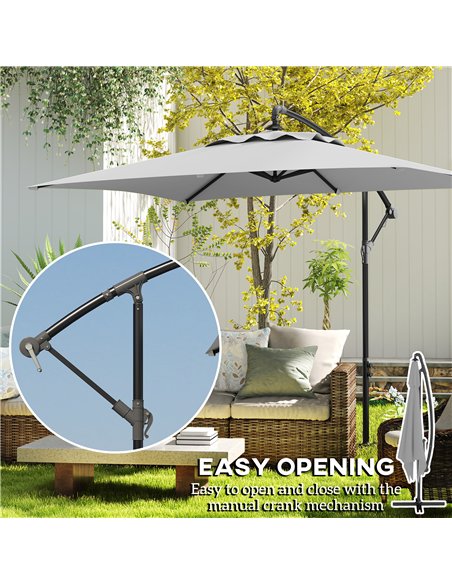 Outsunny 3(m) Cantilever Overhanging Parasol, with Cross Base - Light Grey - pic 188674 | FastDaddyshop