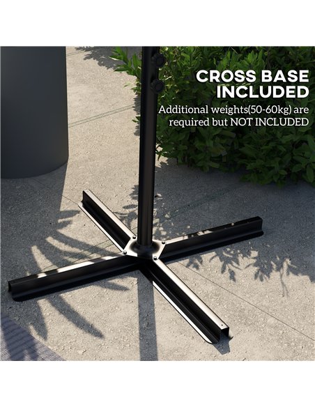 Outsunny 3(m) Cantilever Overhanging Parasol, with Cross Base - Light Grey - pic 188676 | FastDaddyshop