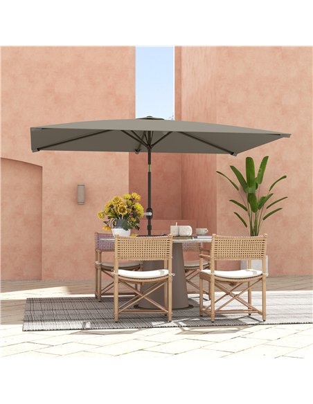Outsunny 3x2m Patio Parasol Garden Umbrellas Canopy with Aluminium Tilt Crank Rectangular Sun Shade Steel, Light Grey - pic 188688 | FastDaddyshop