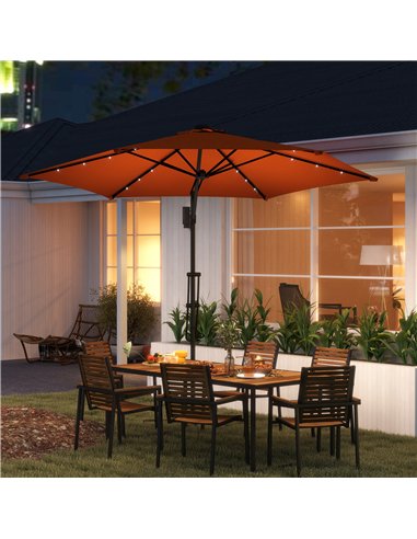 Outsunny 3(m) Solar LED Cantilever Parasol - Orange
