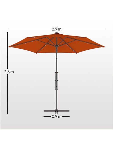 Outsunny 3(m) Solar LED Cantilever Parasol - Orange - pic 188700 | FastDaddyshop