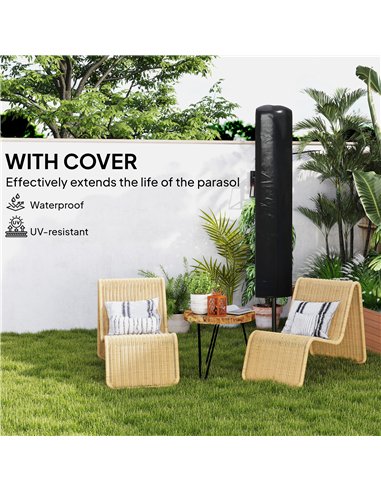 Outsunny 3(m) Solar LED Cantilever Parasol - Orange