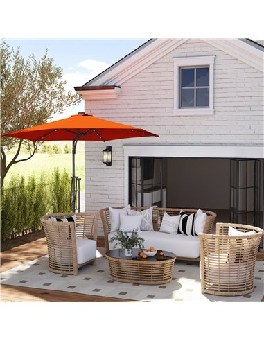 Outsunny 3(m) Solar LED Cantilever Parasol - Orange