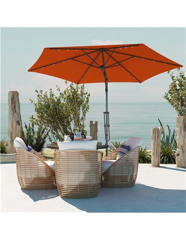 Outsunny 3(m) Solar LED Cantilever Parasol - Orange