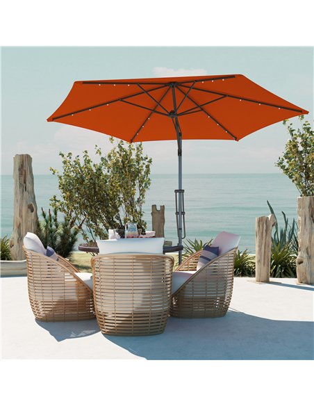 Outsunny 3(m) Solar LED Cantilever Parasol - Orange - pic 188706 | FastDaddyshop