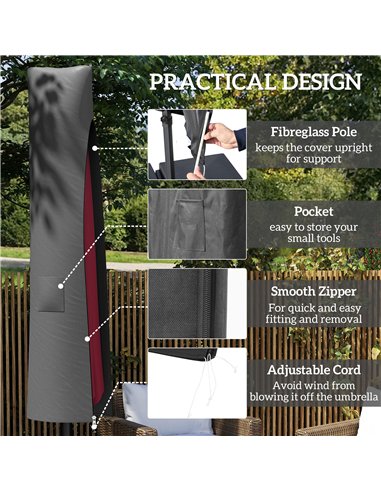 Outsunny Parasol Umbrella Cover - Grey