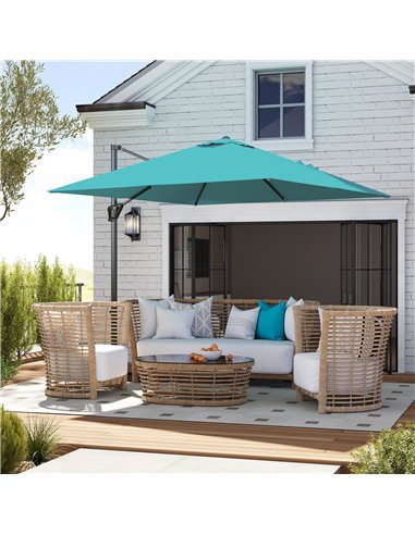 Outsunny Patio Offset Parasol Umbrella - Blue