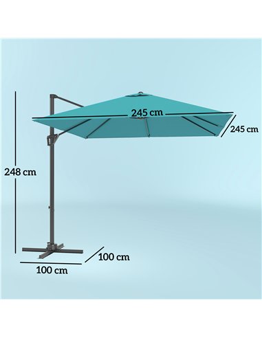 Outsunny Patio Offset Parasol Umbrella - Blue