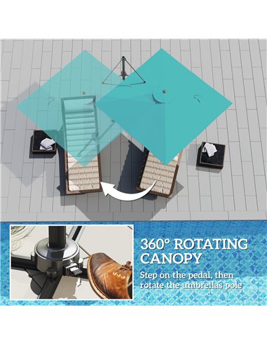 Outsunny Patio Offset Parasol Umbrella - Blue