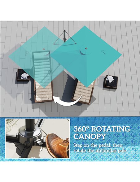 Outsunny Patio Offset Parasol Umbrella - Blue - pic 188719 | FastDaddyshop