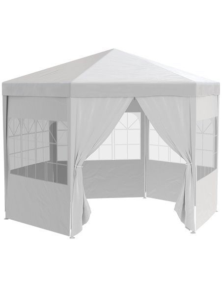 Outsunny 3.4m Gazebo with 6 Removable Side Walls, Windows and Doors, White - pic 18872 | FastDaddyshop