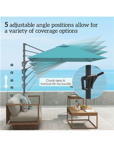 Outsunny Patio Offset Parasol Umbrella - Blue