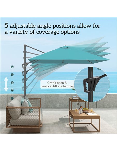 Outsunny Patio Offset Parasol Umbrella - Blue - pic 188720 | FastDaddyshop