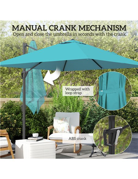 Outsunny Patio Offset Parasol Umbrella - Blue - pic 188721 | FastDaddyshop