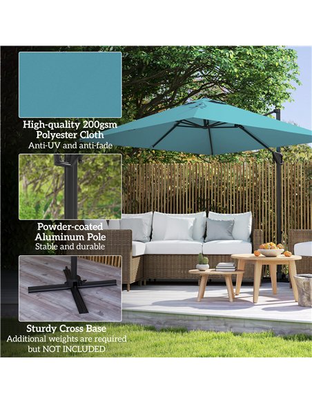Outsunny Patio Offset Parasol Umbrella - Blue - pic 188722 | FastDaddyshop