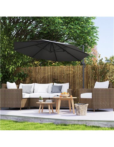 Outsunny 3 x 3m Overhanging Cantilever Parasol - Black