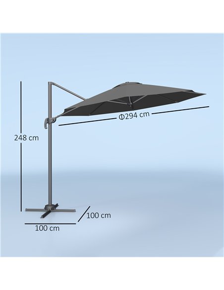 Outsunny 3 x 3m Overhanging Cantilever Parasol - Black - pic 188727 | FastDaddyshop
