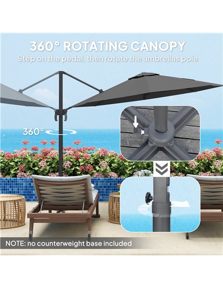 Outsunny 3 x 3m Overhanging Cantilever Parasol - Black - pic 188728 | FastDaddyshop